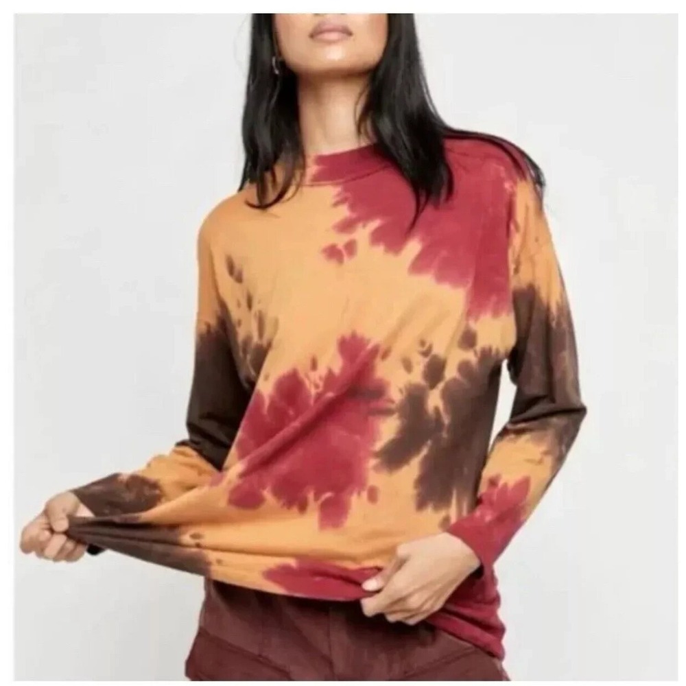 Free People We The Free Sz S Tie Dye Long Sleeve T Shirt Oversized Slouchy Comfy